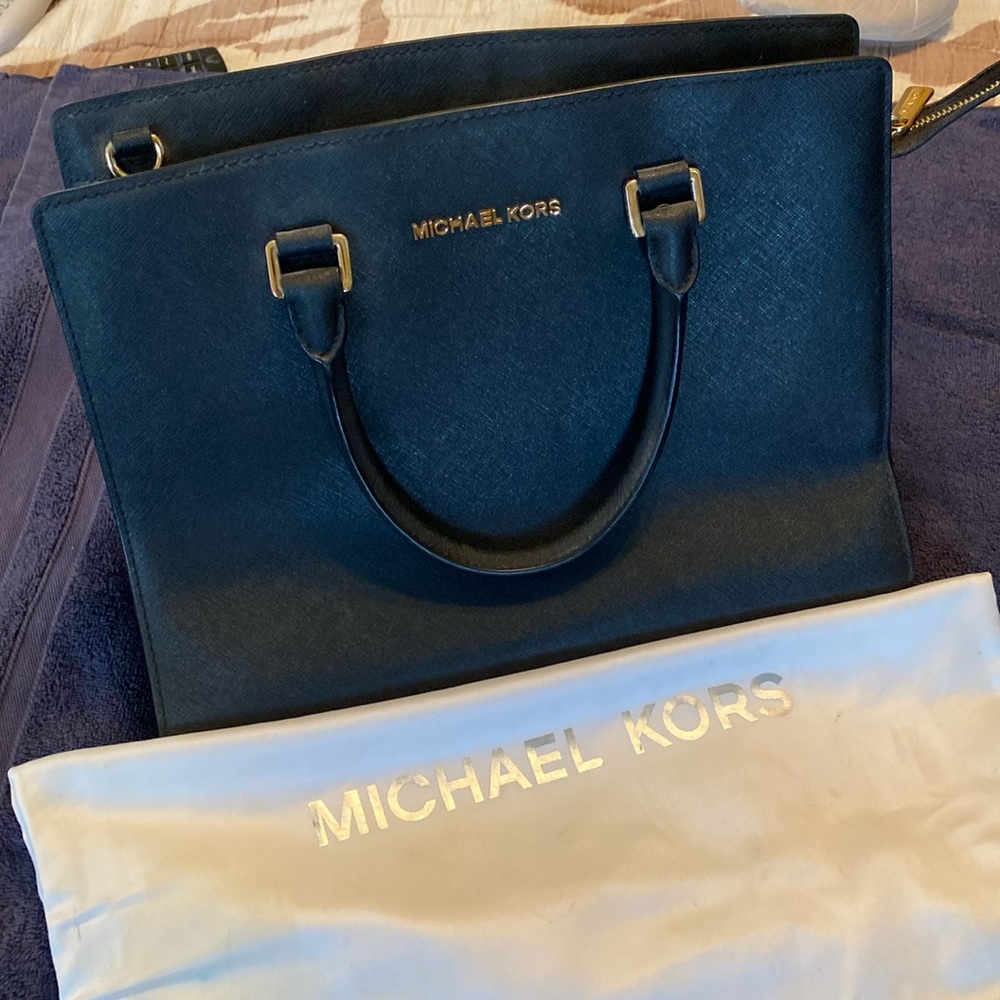 Michael Kors, black bag, approximately 13 inches wide 10 inches tall